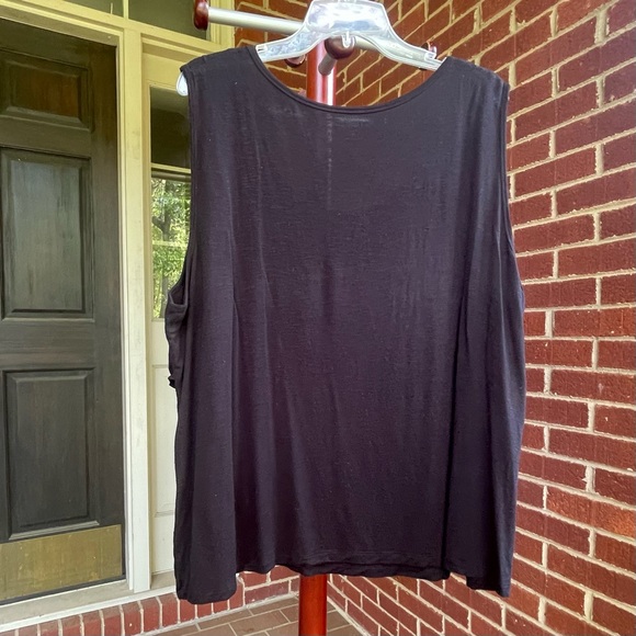Croft & Barrow Black Sleeveless Rayon Top with Fabric Overlay on Front W… - Picture 2 of 9